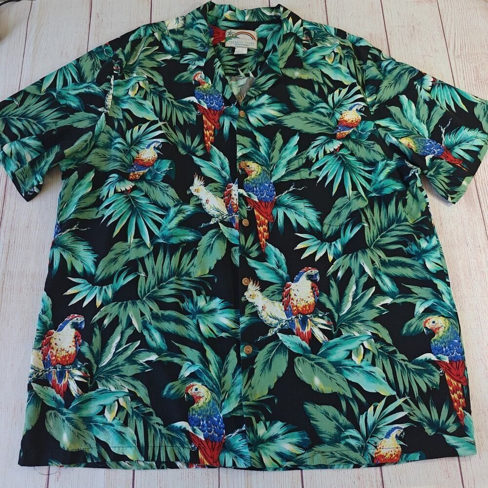 Vintage Paradise Found parrot jungle Hawaiian shirt sz 2XL